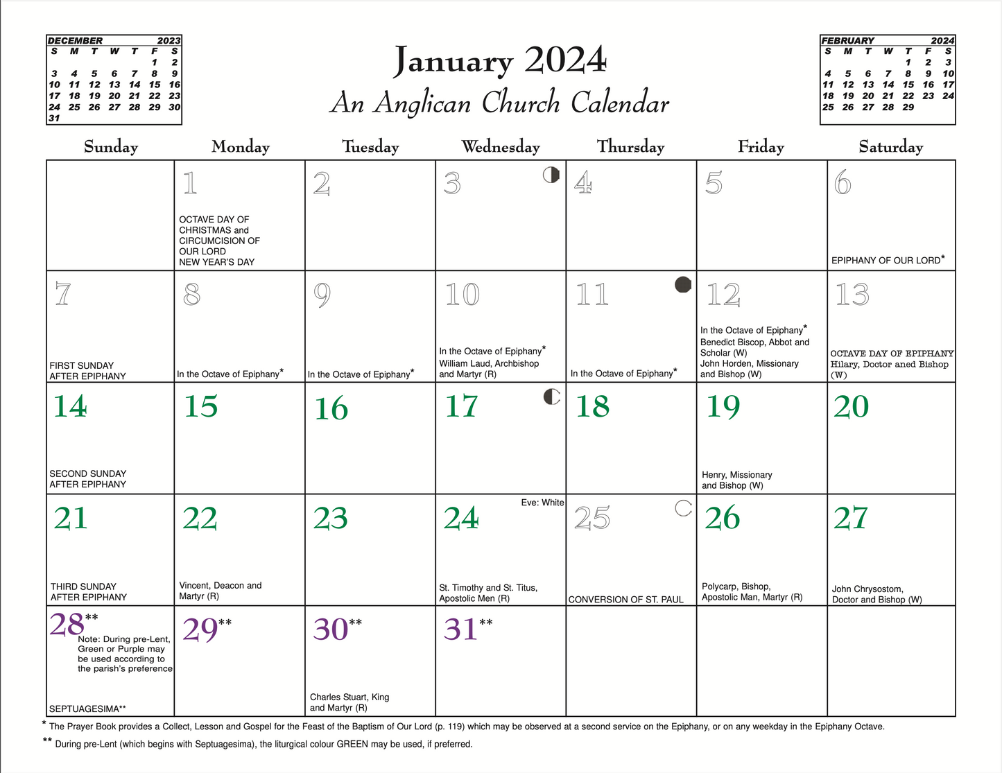 An Anglican Church Calendar 2024 St. Peter Publications